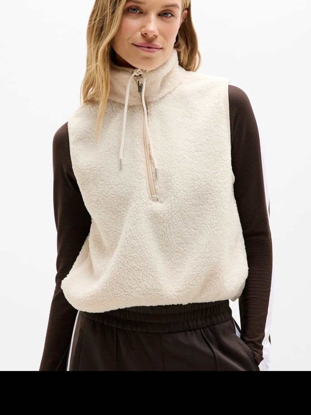 NWT Athleta Sherpa Vest Cream Ivory — Size S — Cozy & Soft